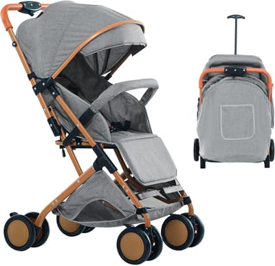 PIPIPOXER Kinderwagen Buggy 0-36 maanden Sportwagen met Ligpositie-Grijs