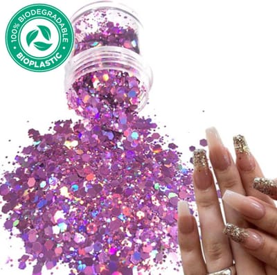 Chunky Glitters (Lila) [Volume 8g - Festival Glitter Outfit Nagel Decoratie Versiering - Manicure Kunstnagels Nepnagels Acryl Nagels - Kinderen Volwassenen Dames Glitters]