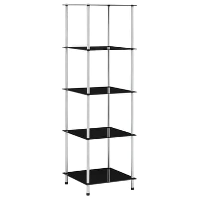 vidaXL - Kastje - 5-laags - 40x40x130 - cm - gehard - glas - zwart