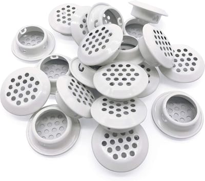 20 stuks - Ventilatieopeningen - Ronde ventilatieroosters - Ronde ventilatieroosters van roestvrij staal - Voor keukens, badkamerkasten, kledingkasten - 25 mm - Wit