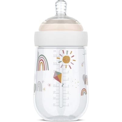 Mepal Mio Babyfles - 240 ml - Anti-koliek - Spiraalontwerp voorkomt verstopping - Siliconen van medische kwaliteit - Sunshine & Rainbow