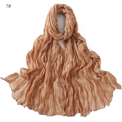 85 * 180cm Écharpe Designer en Coton et Lin Froissé Hijab de Tête Enveloppant Châles pour Femmes Bandeau Femme Hijabs Musulmans Ramadan
