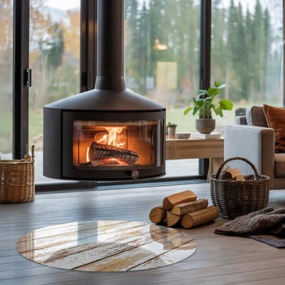 Coloray Vloerplaat Houtkachel - Vloerplaat Openhaard - 90 cm x 90 cm - Houtkachel Accessoires - Wit Vloerplaat Kachel - Onderplaat Voor Houtkachel - Plaat voor Onder Houtkachel - Open Haard Accessoires - Verwarmingsaccessoires