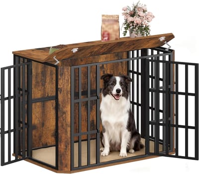 Hondenbench Meubel - Hondenbox Hout - Veilige Rustplek - Meerdere Deuren - 108 x 66 x 77 cm - Vintage Bruin