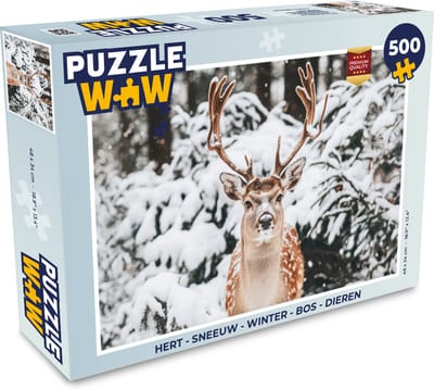 Puzzel Hert - Sneeuw - Winter - Bos - Dieren - Legpuzzel - Puzzel 500 stukjes