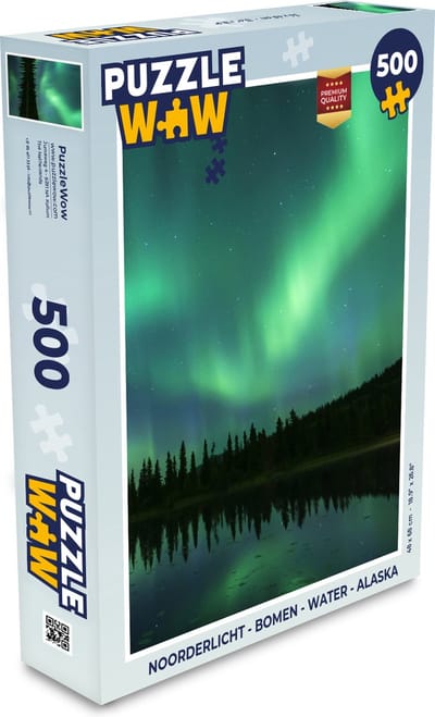 Puzzel Noorderlicht - Bomen - Water - Alaska - Legpuzzel - Puzzel 500 stukjes