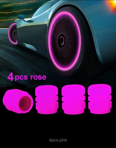 Ventieldopjes lichtgevende met fluorescerend licht voor auto of motor band 4 stuks rose