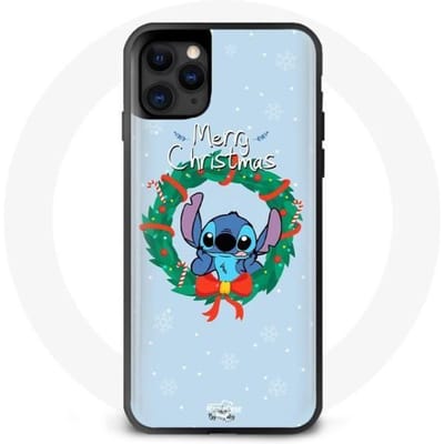 Coque pour Iphone 11 Stitch neige joyeux Noël bleu