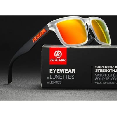 Nieuw KDEAM Merk Hoge Kwaliteit Vierkante Zonnebril voor Heren Sport Gepolariseerde Zonnebril 2025 Reflecterende Coating Kleurrijke Lens UV400 With B16 Zipperbox