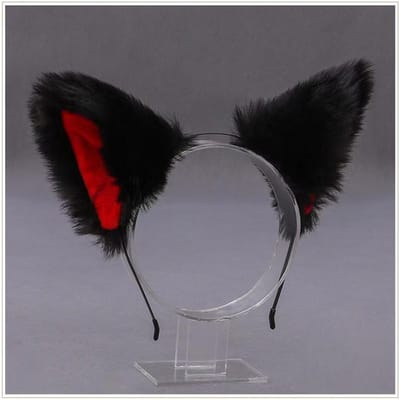 Grappige kattenoren (Gestoomd brood in de vorm van een kattenoor) Pluche Haarband, Schattige Pluche Oor Hoofddeksel, Veelzijdig, Maak Foto's en Verkleed Magie black