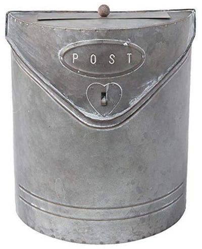 Metalen brievenbus met klep 24 x 10 x 29 cm - Grijs