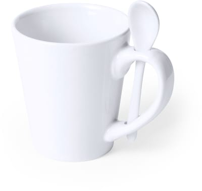 2 keramische mokken met lepel verwerkt in handvat 350ml model Kaffir. Geschikt voor sublimatie