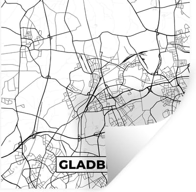 Muurstickers - Sticker Folie - Gladbeck - Plattegrond - Kaart - Stadskaart - 100x100 cm - Plakfolie - Muurstickers Kinderkamer - Zelfklevend Behang XXL - Zelfklevend behangpapier - Stickerfolie