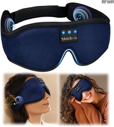 RFWR® Slaapmasker met Bluetooth Oogmasker en Hoofdtelefoon voor Volledige Lichtblokkering en Comfort