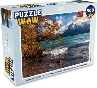 Puzzel Meer Pehoe in het Nationaal park Torres del Paine in Chili - Legpuzzel - Puzzel 500 stukjes