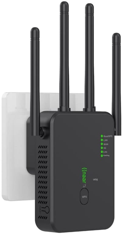 GELLDG WiFi-signaalversterker - 1200 Mbps - WiFi-repeater - Ondersteunt 5G en 2,4G dual-band - Uitgerust met LAN-poort en WPS-functionaliteit - Compatibel met de meeste WiFi-routers