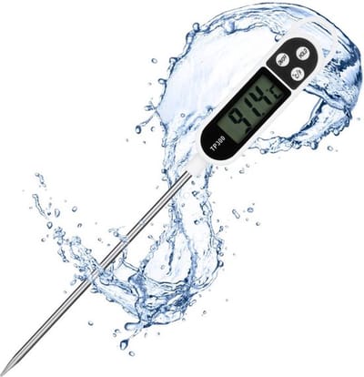 Voedselthermometer - Thermometer - Vleesthermometer - Digitale vleesthermometer - Keukenthermometer - Roestvrij staal - BBQ-thermometer - LCD-display - Directe meting - Veilig en duurzaam - Veelzijdig - Wit