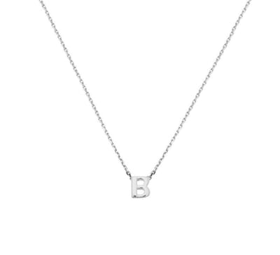 YO&NO - Ketting -  Zilver - Anker -  Letter B -  1,1 mm -  41 + 4 cm - Sieraden vrouw - Gerhodineerd - Zilver 925