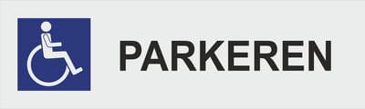 invaliden parkeerbord - met gaten voor bevestiging - geanodiseerd aluminium 15 x 50 cm. - dikte 2 mm. - parkeer - bord - sign - parkeren.