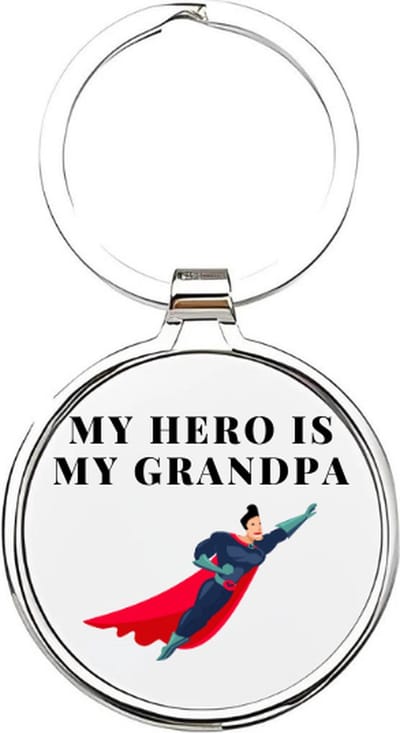 Akyol - Mijn opa is mijn held Sleutelhanger - opa - De leukste opa - Opa sleutelhanger - grootvader sleutelhanger - Sleutelhanger voor opa - Familie sleutelhanger - verjaardagscadeautje - cadeau voor opa - grandfather - Pake - 4 x 7,5 CM