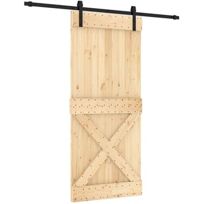 vidaXL - Schuifdeur - 90 - x - 210 - cm - Massief - Pine - Hout - (Onbehandeld)