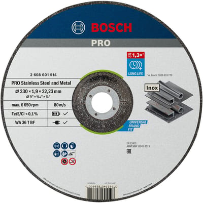 Bosch Accessories 2608601514 2608601514 Doorslijpschijf gebogen 230 mm 22.23 mm 1 stuk(s)