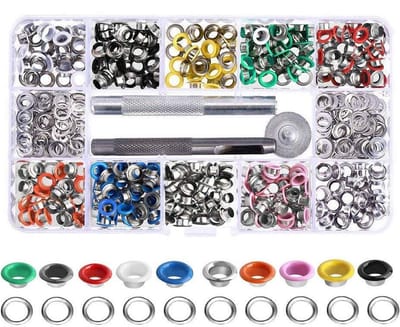 Allecto - Grommet Kit - 300 Sets Grommet Oogjes - Metalen Gereedschap - 10 Kleuren - DIY Projecten - Geschikt voor Schoenen en Lederen Ambachten