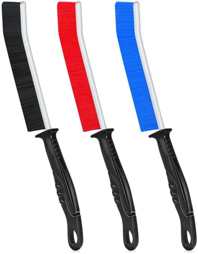 3 stuks spleetreinigingsborstel, raamgroefborstel, harde haren, hoekreinigingsborstel voor tegelvloeren, glijrails, toetsenbord, deurraamrail-kleuren