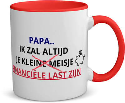 Akyol - papa cadeau koffiemok - theemok - rood - Papa - verjaardag papa - vader cadeau - vader - vader cadeautjes - vaderdag cadeau - vader cadeautjes verjaardag - liefste papa - papa - leuk kado om te geven - 350 ML inhoud