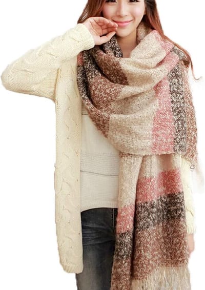 XXL sjaal dames klassieke strepen sjaal herfst halsdoek dames winter warm super lange stola vrouwen met kwastjes sjaal 200 x 60 cm