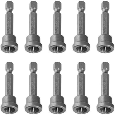 Dailygoody - 10-delige schroevendraaier-bitset - PH2 - Diepteaanslag voor gipsplaten - 50 mm - Schroeven installatie - Perfect voor klussers - Compact..