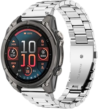 Bandz Stalen bandje geschikt voor Garmin Fenix 9 (43mm) / 9 Pro (43mm) 8 - 43mm / Fenix 7s (Pro - Solar - Sapphire Solar) / Fenix 6s (Pro - Sapphire) / Fenix 5s (Plus - Sapphire) / Epix Pro (Gen 2) 42mm / Instinct 2s - E - Zilver