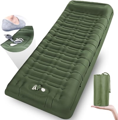 Aurixi® Luchtbed met Ingebouwde Pomp - Luchtbed met Pomp - Luchtbed - 12cm Dik - Legergroen- ‎195 cm x 65 cm x 12 cm