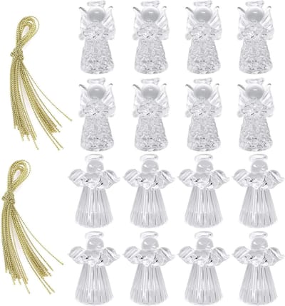 16 Pcs Glazen Engel Ornamenten voor Kerstboom Versieringen - Transparant - Decoratie - Kerstdecoratie
