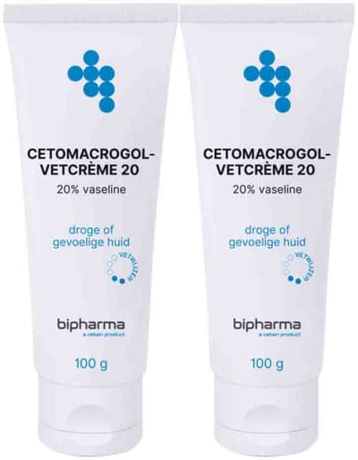 Bipharma Cetomacrogol-vetcreme 20% Tube Los - 2 x 100 gr - Voordeelverpakking