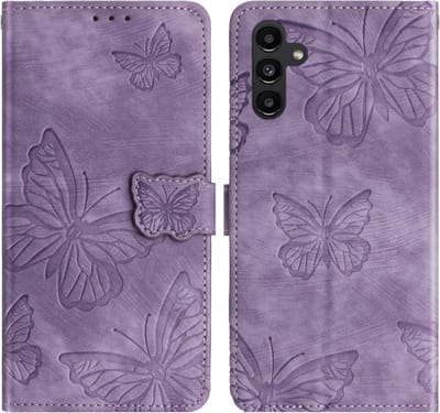 Coverup Hoesje - Geschikt voor Samsung Galaxy A26 Hoesje - Coverup Vlinders Book Case - Paars