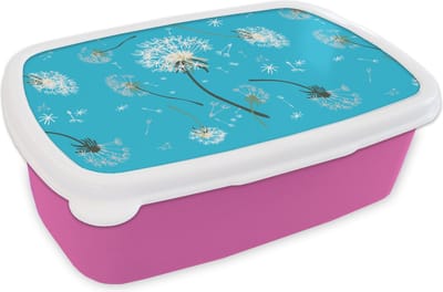 Broodtrommel Roze - Lunchbox - Brooddoos - Design - Plant - Paardenbloem - 18x12x6 cm - Kinderen - Meisje