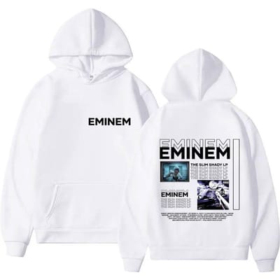 Rapper Eminem The Slim Shady LP Nieuwe Album Merch Hoodie Heren Retro Stijl Hip Hop Sweatshirt Y2K Popmuziek Lange Mouw Hoody S wit