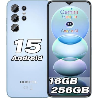OUKITEL C1 Pro Smartphone 16GB+256GB/1TB AMOLED 6.52  Telefoon Draagbaar Android 15 13MP AI Telefoon Vingerafdruk/3 Kaartsleuven Blauw blauw