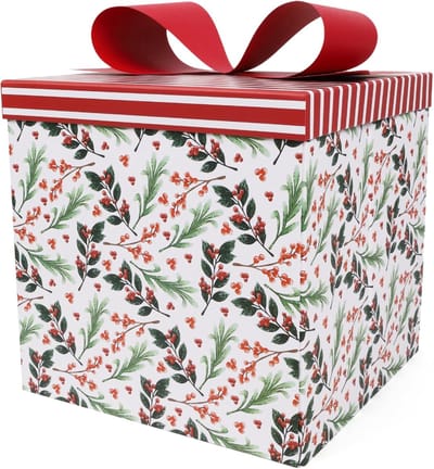 Grote Geschenkdozen - Decoratieve Dozen - Feestelijke Cadeaus - Opvouwbaar Ontwerp - 25x25x25 cm - Groen Bessen