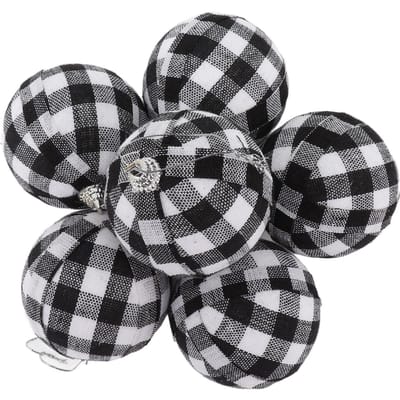 6 Pièces 70mm 2,76 Pouces Boules Ornements de Noël Boules de Décoration pour Sapin de Noël Décoration du Nouvel An Échiquier Noir et Blanc gray