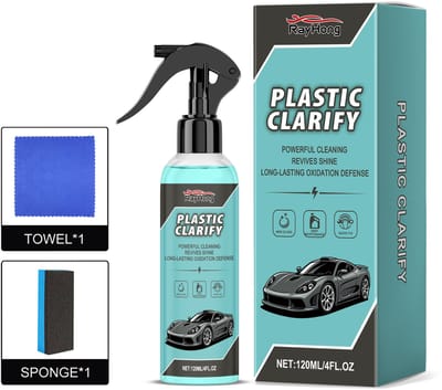 TLVX Kunststof Auto Herstel 120ml Spray fles Incl. Microvezeldoek en Spons / Plastic kleur herstel / Plastic coating / Bumper donker maken / Verkleuring herstellen / Cockpit vernieuwen / Auto kunststof nieuw / Bumper Black / Langdurige bescherming