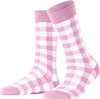 Burlington Vichy gedessineerd katoen sokken dames roze - maat 36-41