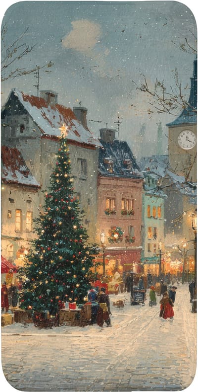 WC mat 60x120 cm - Antislip - Kerstsfeer - Stadsplein - Kleurrijk - Toiletmat - Vloermat - Douchemat - Toilet tapijt - Toiletmatten