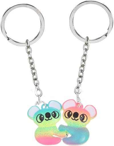Bixorp Friends Vriendschap Sleutelhanger voor 2 Regenboog Koalas - Roestvrij staal / Stainless Steel - Zilverkleurig