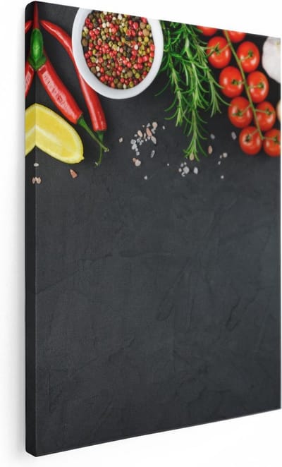 Artaza Canvas Schilderij Keuken Kruiden - 30x40 cm - Klein - Muurdecoratie Tomaten - Wanddecoratie Woonkamer - Kamer Accessoires