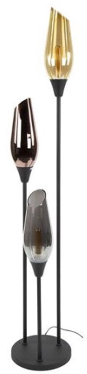 Vloerlamp Cocoon 3-lichts mix glass zwart – hotel chique design - 35x35x168 cm