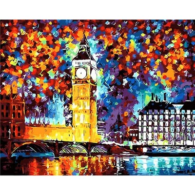 Diamanten Stad Landschap Kits Tekening Canvas Handgeschilderde Gift DIY Olieverfschilderij Landschap Foto's Home Decor 20X30CM blue