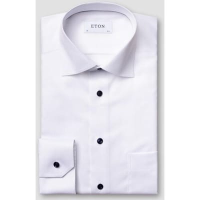 Eton Overhemd Special Navy Contrast Details Signature Twill Wit / male