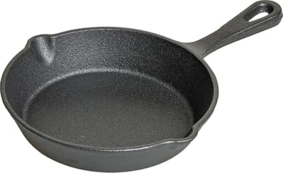 Blackwell Koekenpan Cook & Grill Zwart Ø 16 cm Gietijzer - Zonder Anti-Aanbaklaag, Geschikt Voor Inductie, Oven, BBQ En Open Vuur